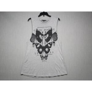 TRULY‎ MADLY DEEPLY Grey Edgy Graphic Boho Womens Tank Top Size XS